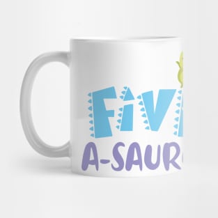 Family Dinosaur Matching 5th Birthday Five-A-Saurus Gift For Boys Kids toddlers Mug